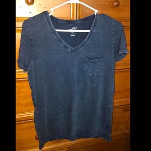 Blue pocket v-neck tee